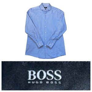 HUGO BOSS SHARP FIT SPREAD COLLAR DESIGNER BUTTON DOWN LONG SLEEVE DRESS SHIRT